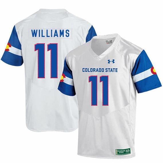 Men's Colorado State Rams #11 Preston Williams NCAA Football Jersey White