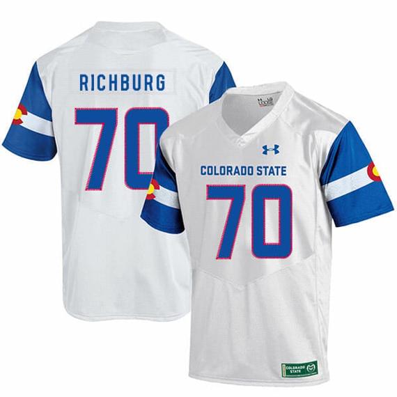 Men's Colorado State Rams #70 Weston Richburg NCAA Football Jersey White