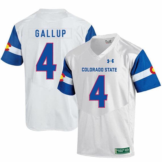 Men's Colorado State Rams #4 Michael Gallup NCAA Football Jersey White