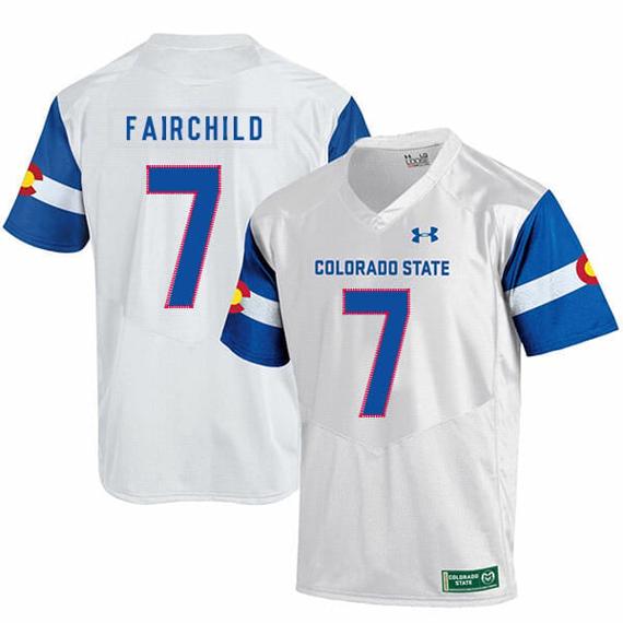 Men's Colorado State Rams #7 Steve Fairchild NCAA Football Jersey White