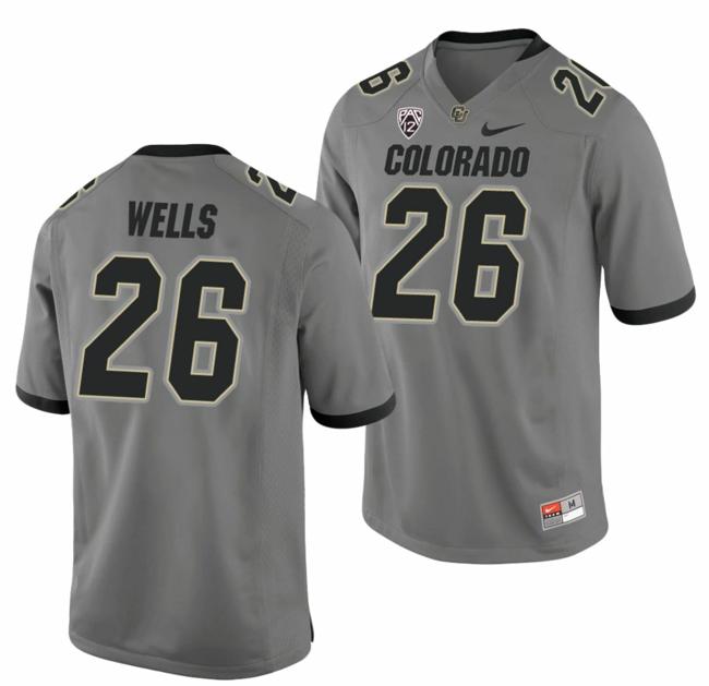 Men's Nike Carson Wells Jersey Colorado Buffaloes College Football Game Gray #26