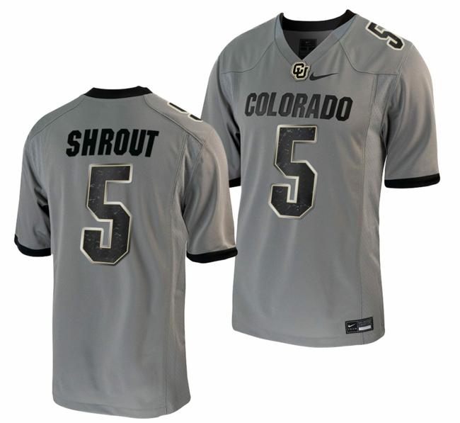 Men's Nike JT Shrout Jersey Colorado Buffaloes College Football Untouchable Game Grey #5