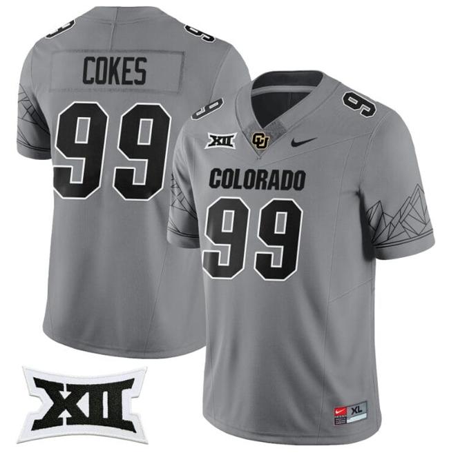 Men's Nike Shane Cokes Jersey #99 Colorado Buffaloes 2024 Vapor Limited NCAA Football Gray