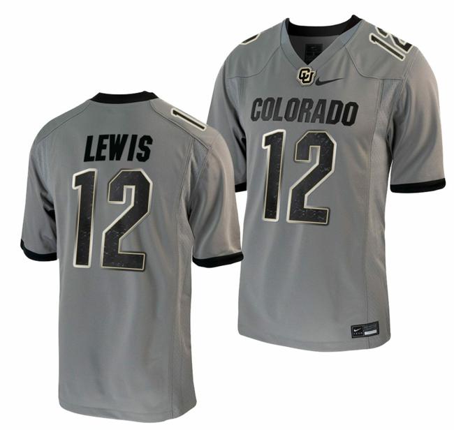 Men's Nike Brendon Lewis Jersey Colorado Buffaloes College Football Untouchable Game Grey #12