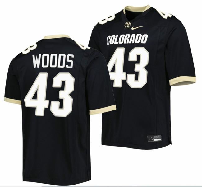 Men's Nike Trevor Woods Jersey Colorado Buffaloes College Football Untouchable Replica Black #43