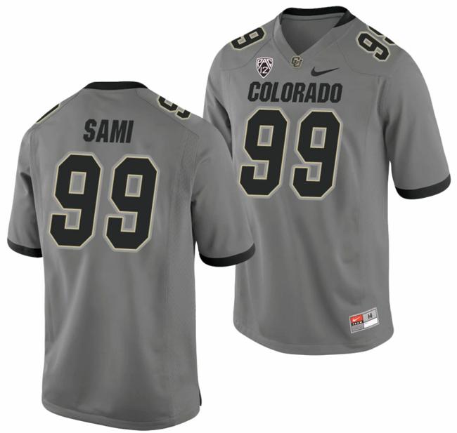 Men's Nike Jalen Sami Jersey Colorado Buffaloes College Football Game Gray #99