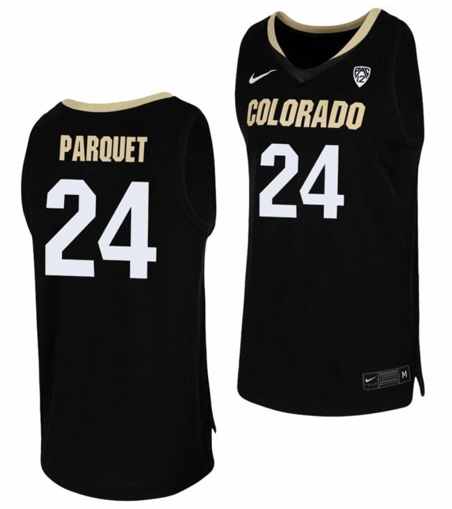 Men's Nike Eli Parquet Jersey Colorado Buffaloes College Basketball Replica Black #24