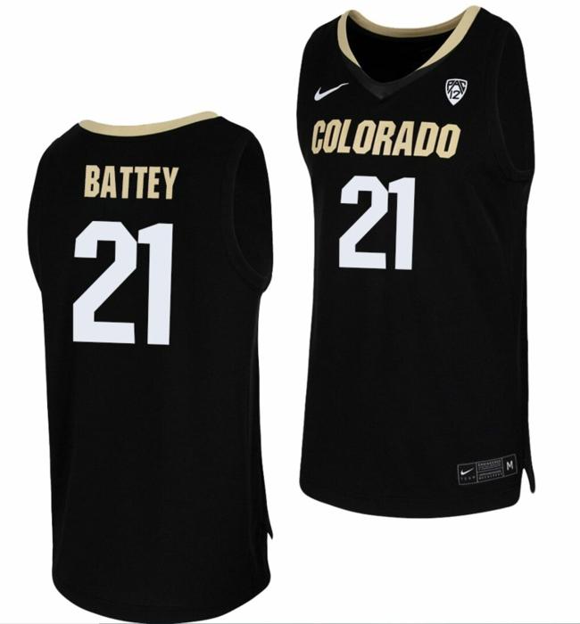 Men's Nike Evan Battey Jersey Colorado Buffaloes College Basketball Replica Black #21