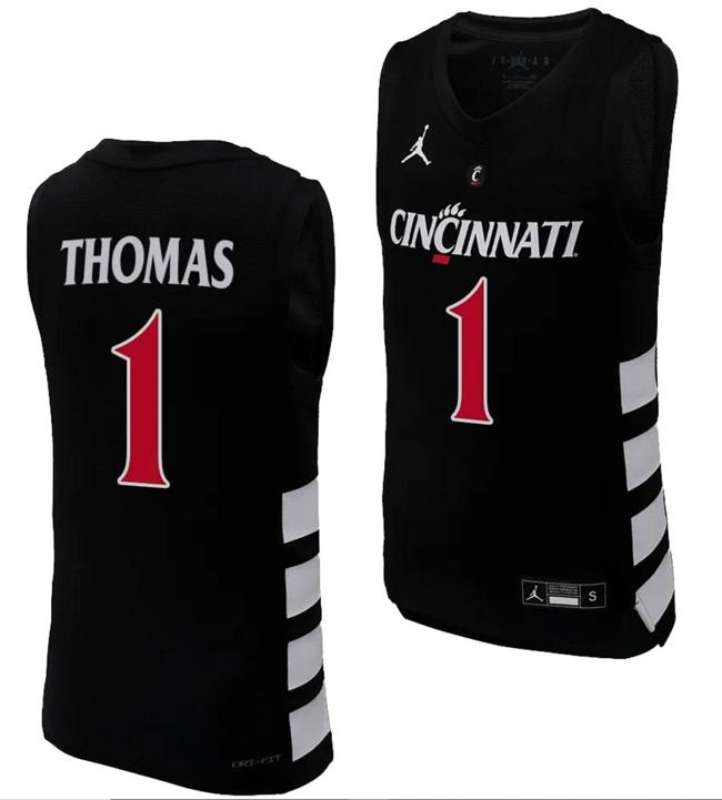 Men's Cincinnati Bearcats Day Day Jersey #1 Black Basketball Unisex Replica