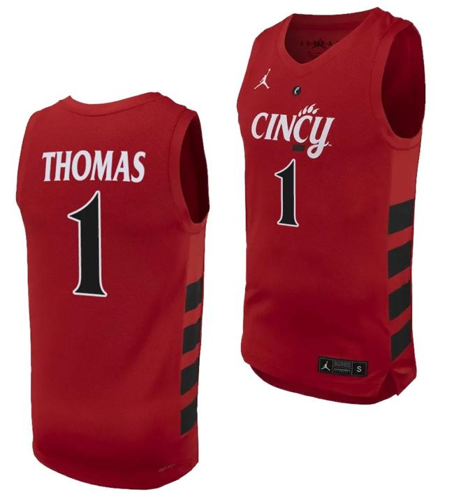 Men's Day Day Thomas Jersey #1 Cincinnati Bearcats College Basketball Replica 2023-24 Red