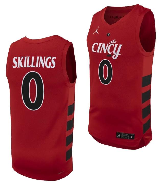 Men's Daniel Skillings Jersey #0 Cincinnati Bearcats College Basketball Replica 2023-24 Red