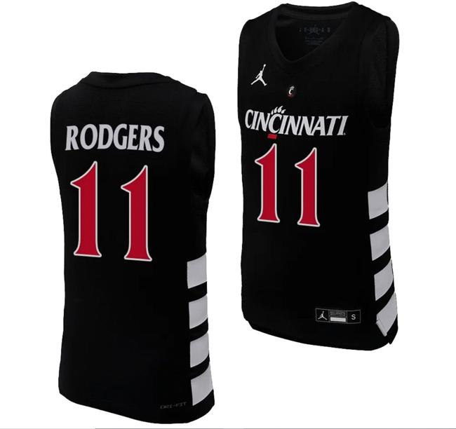 Men's Cincinnati Bearcats Sam Rodgers Jersey #11 Black Basketball Unisex Replica