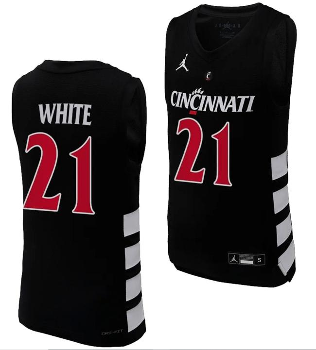 Men's Cincinnati Bearcats James White Jersey #21 Black Basketball Unisex Replica