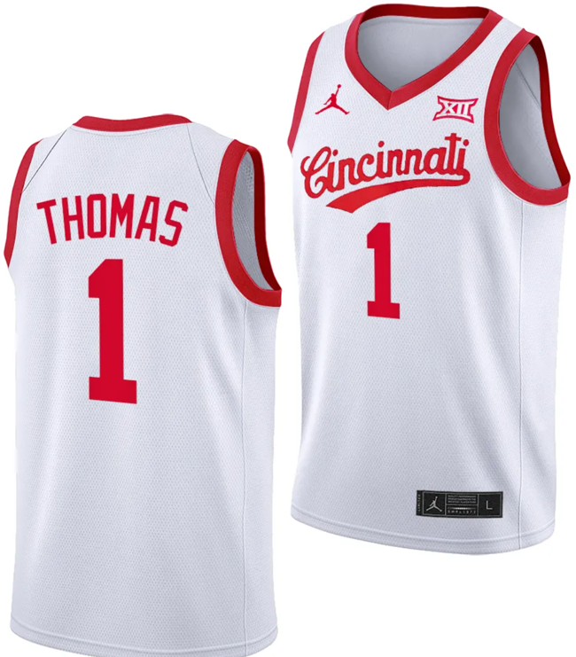 Men's Day Day Thomas Jersey #1 Cincinnati Bearcats 70s Throwback Basketball White