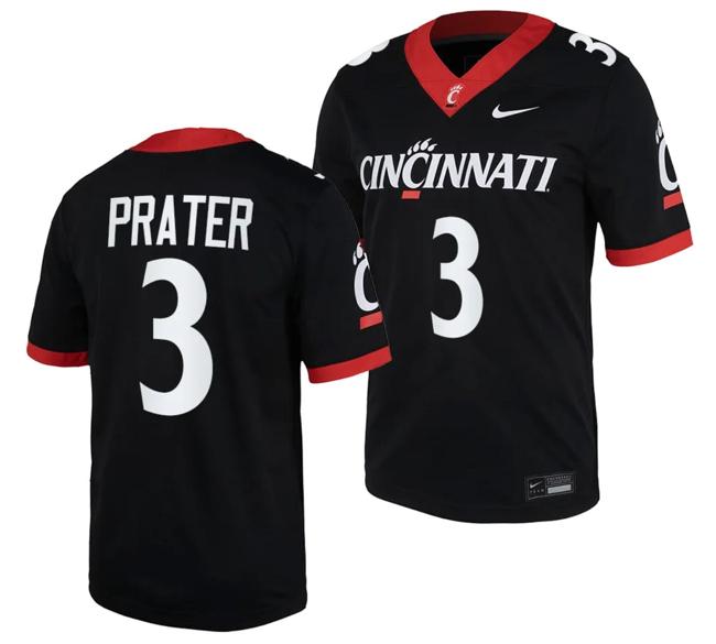 Men's Cincinnati Bearcats Evan Prater Jersey #3 Black 2023 Replica College Football