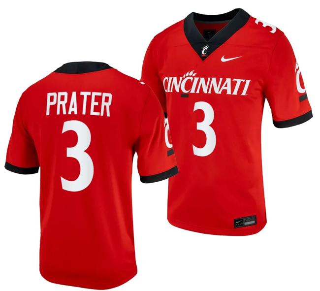 Men's Cincinnati Bearcats Evan Prater Jersey #3 Red 2023 Alternate College Football