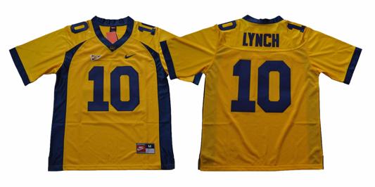 Men's California Golden Bears #10 Marshawn Lynch Football Jersey Yellow Blue