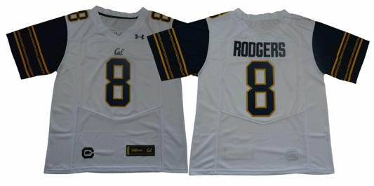 Men's California Golden Bears #8 Rodgers NCAA Football Jersey White