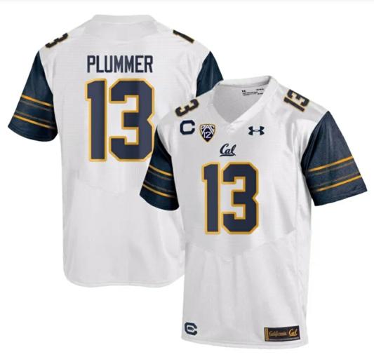 Men's Cal Bears Jack Plummer Jersey #13 College Football 2023 Stitched White