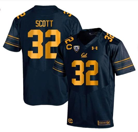 Men's Cal Bears Daniel Scott Jersey #32 College Football 2023 Stitched Navy