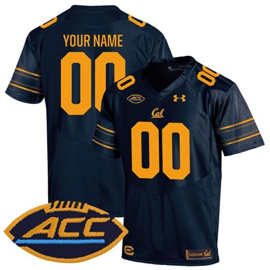 Men's Customized California Golden Bears Jersey Name and Number College Football Navy Home Game All Stitched