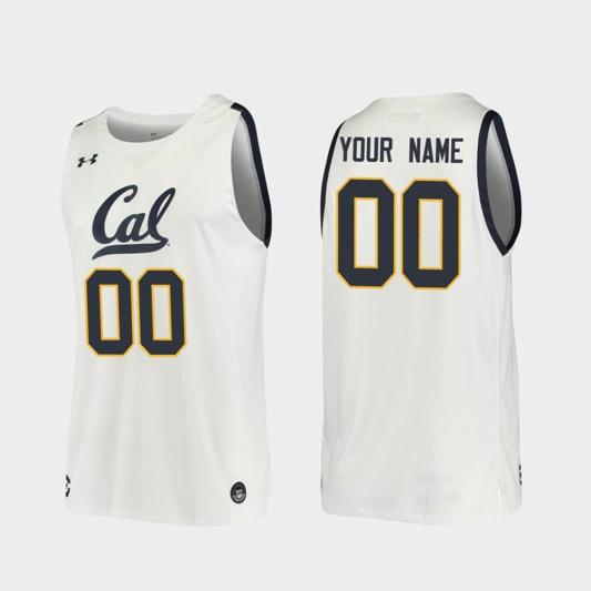 Men's Customized Name Number California Golden Bears White Replica College Basketball Jersey