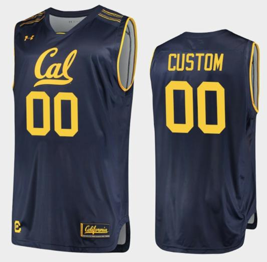 Men's Customized California Golden Bears Jersey Name and Number College Basketball Replica Navy