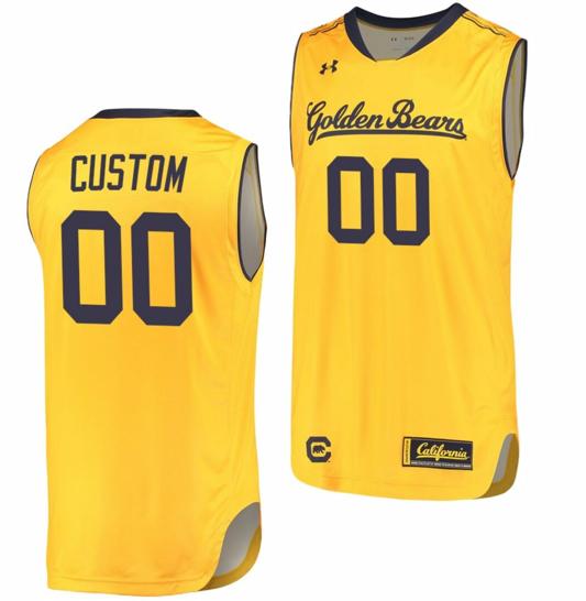 Men's Customized California Golden Bears Jersey Name and Number College Basketball Gold