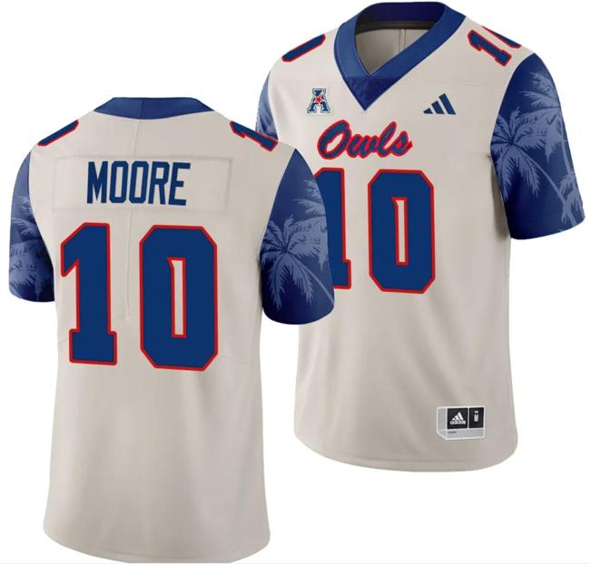 Men's FAU Florida Atlantic Owls Josh Moore Jersey #10 Alternate Football Game Sand 2023