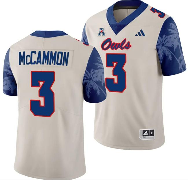 Men's FAU Florida Atlantic Owls Larry McCammon Jersey #3 Alternate Football Game Sand 2023