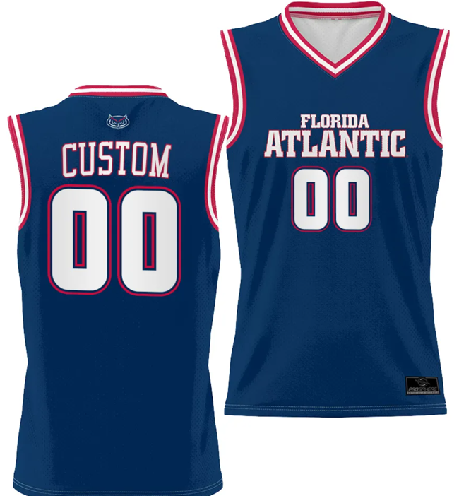 Men's Custom FAU Florida Atlantic Owls Jersey Name and Number Full Sublimated Alternate Basketball Navy