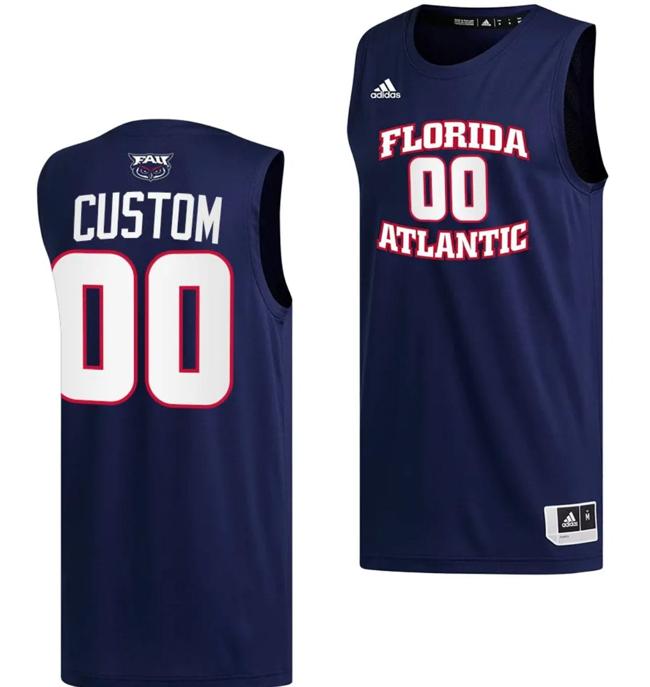 Men's Custom FAU Florida Atlantic Owls Jersey Name and Number College Basketball Replica Navy