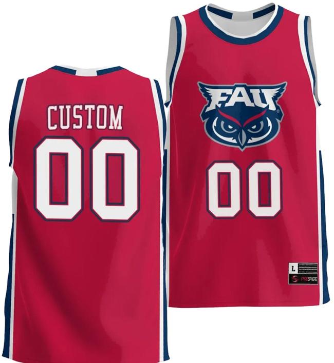 Men's Custom FAU Florida Atlantic Owls Jersey Name and Number NIL College Basketball Lightweight Red