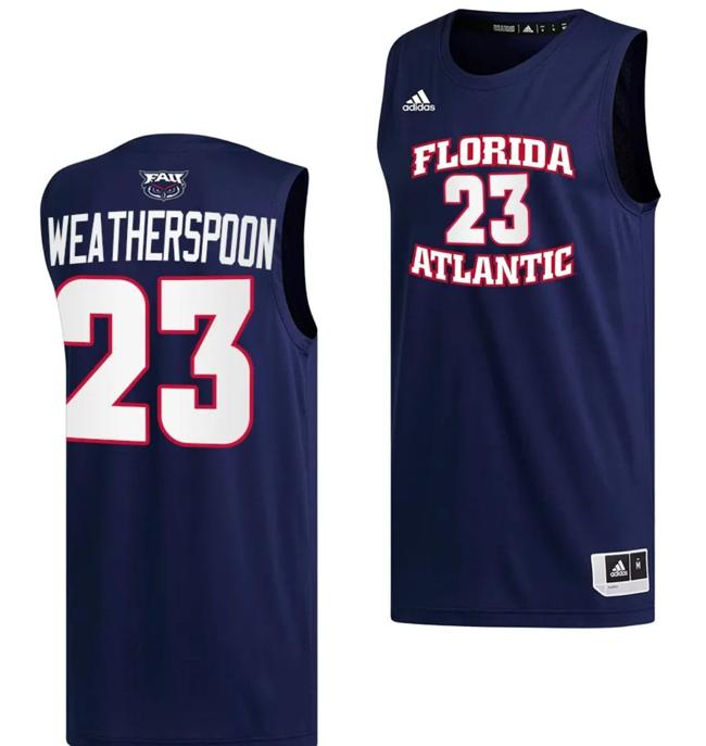 Men's Brandon Weatherspoon Jersey #23 FAU Florida Atlantic Owls College Basketball Replica Navy