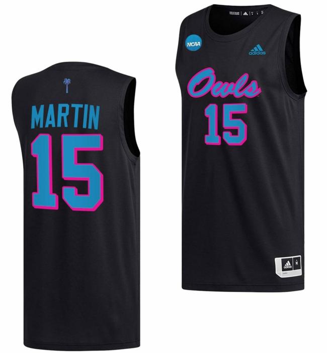 Men's Alijah Martin Jersey FAU Florida Atlantic Owls College Basketball 2023 NCAA March Madness Black #15