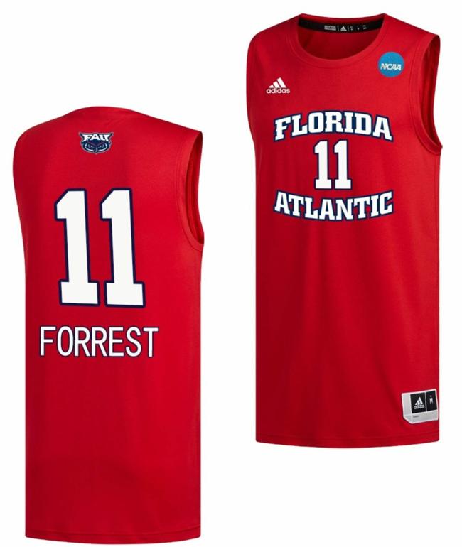 Men's Michael Forrest Jersey FAU Florida Atlantic Owls College Basketball 2023 NCAA March Madness Red #11