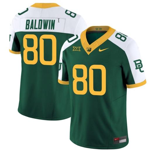 Men's Nike Monaray Baldwin Jersey #80 Baylor Bears Vapor Limited College Football All Stitched Green Alternate