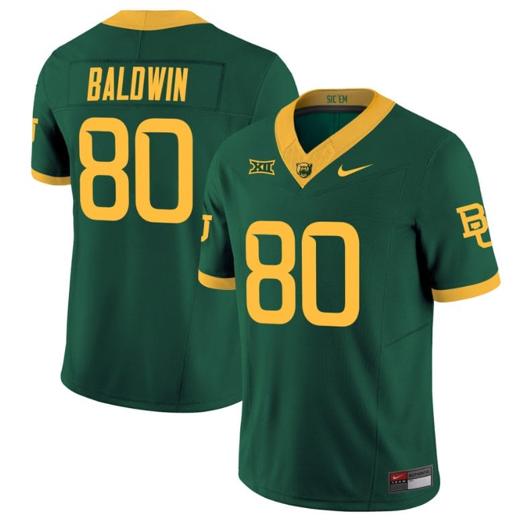 Men's Nike Monaray Baldwin Jersey #80 Baylor Bears Vapor Limited College Football All Stitched Green