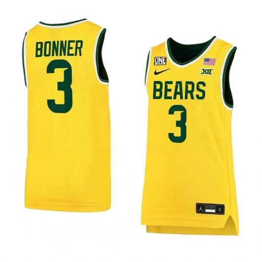 Men's Nike #3 Dale Bonner Jersey Baylor Bears College Basketball Jerseys Yellow