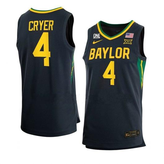 Men's Nike #4 Lj Cryer Anthracite Jersey Baylor Bears College Basketball Jerseys Black