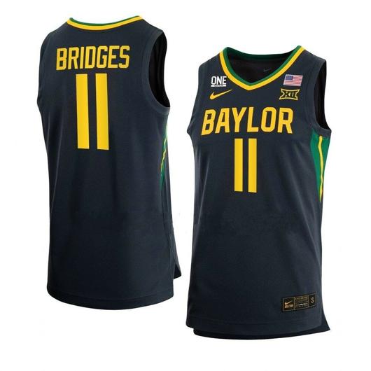 Men's Nike #11 Jalen Bridges Jersey Baylor Bears College Basketball Jerseys Black