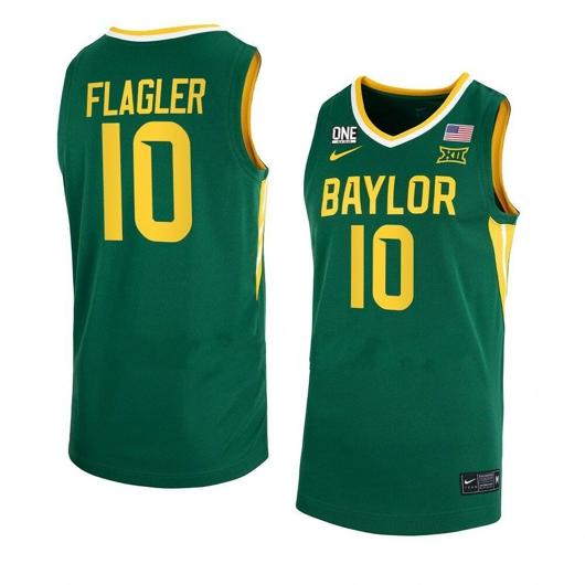 Men's Nike #10 Adam Flagler Jersey Baylor Bears College Basketball Jerseys Green