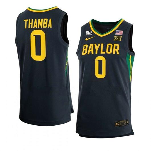 Men's Nike #0 Flo Thamba Jersey Baylor Bears College Basketball Jerseys Black