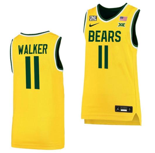 Men's Nike Jada Walker Jersey Baylor Bears College Basketball Replica Jersey Gold #11