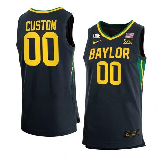 Men's Nike Customized Baylor Bear Jersey Basketball College Name and Number Away Black