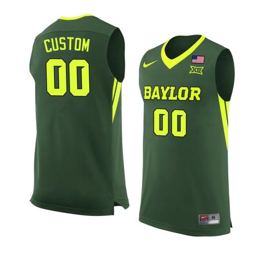 Men's Nike Customized Baylor Bear Jersey Basketball College Name and Number Green