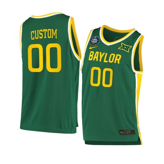 Men's Nike Customized Baylor Bear Jersey Basketball College Name and Number Green Final Four Patch