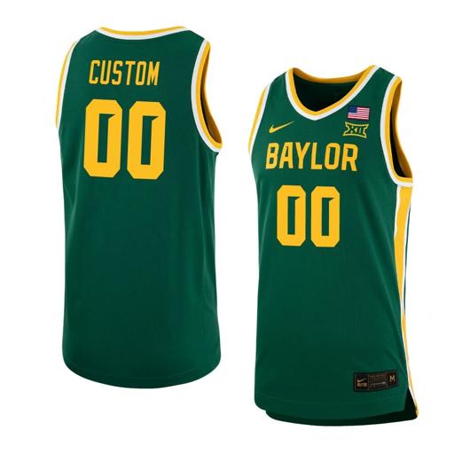 Men's Nike Customized Baylor Bear Jersey Basketball College Name and Number Green 2023