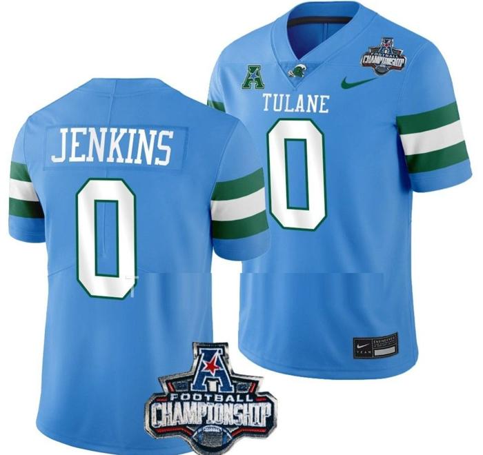 Men's Nike Patrick Jenkins Jersey #0 Tulane Green Wave 2022 ACC Football Championship Blue