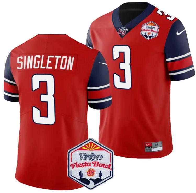 Men's Nike Kobe Singleton Jersey #3 Liberty Flames Fiesta Bowl Patch 2024 Football Red